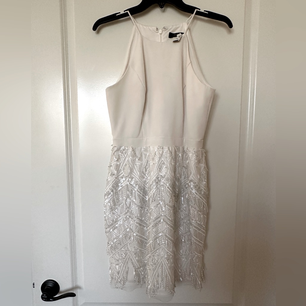 Off-White Mini Dress With Sequins